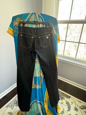 Cavalli Women’s Blue Straight-Leg Jeans with Gold Stitching